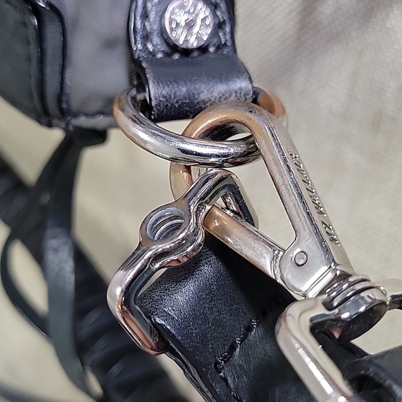 MZ Wallace Gray and Black Nylon Leather Crossbody Shoulder Bag - Picture 7 of 14